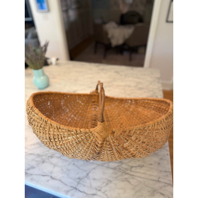 Vintage 19th Century Woven Buttocks Basket For Sale In Charlotte - Image 6 of 12