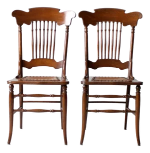 Antique American Victorian Spindle Back Chairs Pair