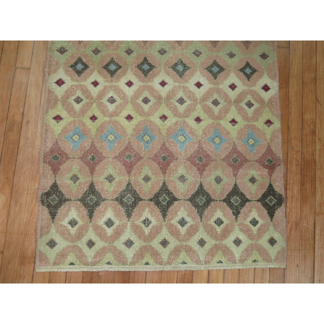 Art Deco Pair of Turkish Deco Scatter Size Vintage Rugs For Sale - Image 3 of 6