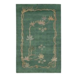 Chinese Art Deco Style Floral Wool Rug by Rug & Kilim, India For Sale