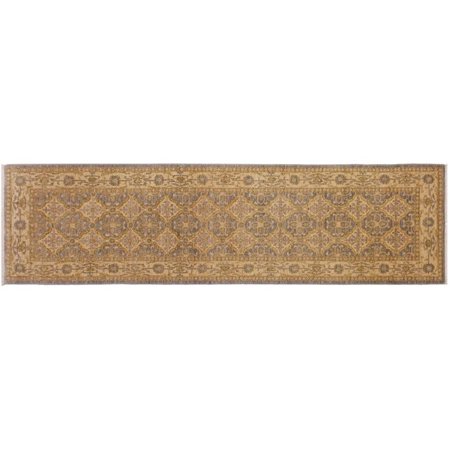 Boho Chic Ziegler 1990'sGray/Gold Wool Runner Rug- 2'9'' X 9'5'' For Sale - Image 9 of 10
