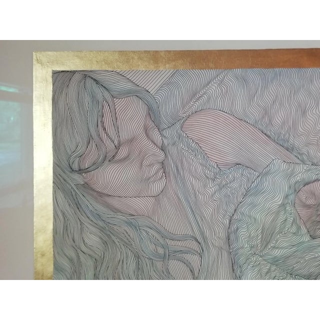 Beautifully done original line drawing lithograph by Israeli artist Guillaume Azoulay. This piece is titled "Motherhood"...