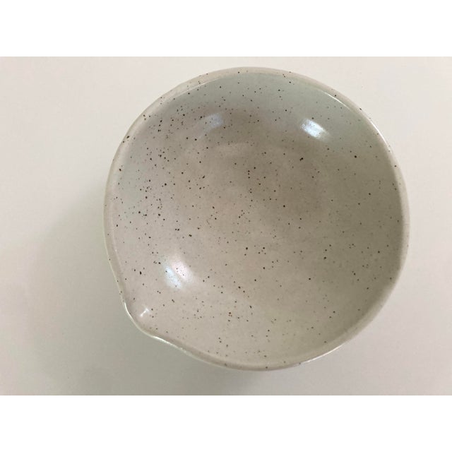 Cream Vintage Hand Crafted Spouted Glazed Ceramic Bowl For Sale - Image 8 of 8