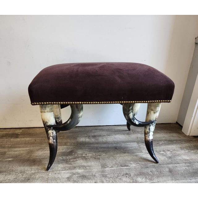 Mid 20th Century Hollywood Regency Steer Horn Bench/Ottoman - Manner of Anthony Redmile For Sale - Image 10 of 15