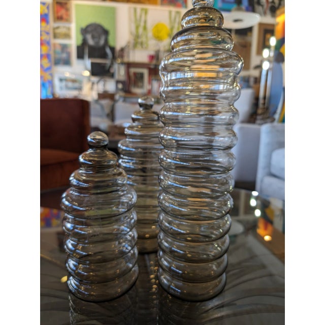 1960s Holmegaard Primula Jacob Bang Scandinavian Glass Apothecary Jars- Set of 3 For Sale - Image 9 of 9