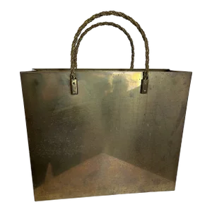 1960s Gio Ponti Style Brass Magazine Rack or Waste Paper Basket