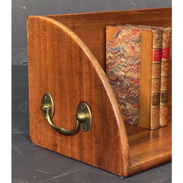 Brown English Book Rack or Stand of Mahogany With Brass Handles For Sale - Image 8 of 10
