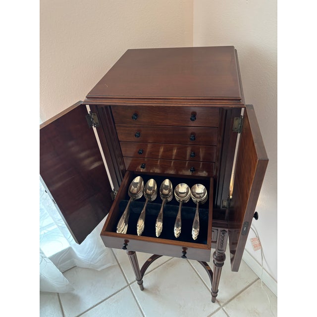 Vintage Multi‑Drawer Silver Utensil Cabinet / Silver Chest on Stand For Sale - Image 6 of 12