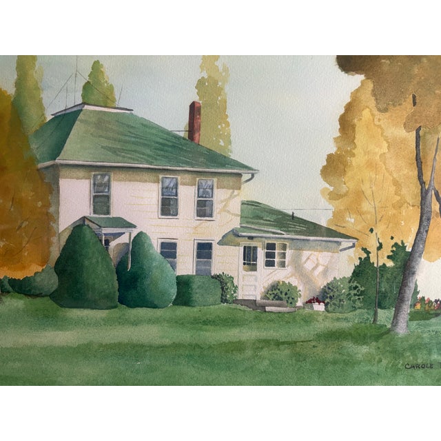 Original signed watercolor landscape by contemporary artist Carole Robey, known for her representational New England...