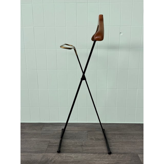 Vintage Man-Shaped Folding Valet Stand in Beech, Metal and Brass, 1950s For Sale - Image 4 of 16