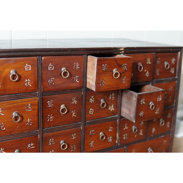 Chinese Late 20th Century Pair of Chinese Scholar Apothecary Cabinets With Calligraphy Medicine Drawers For Sale - Image 3 of 10