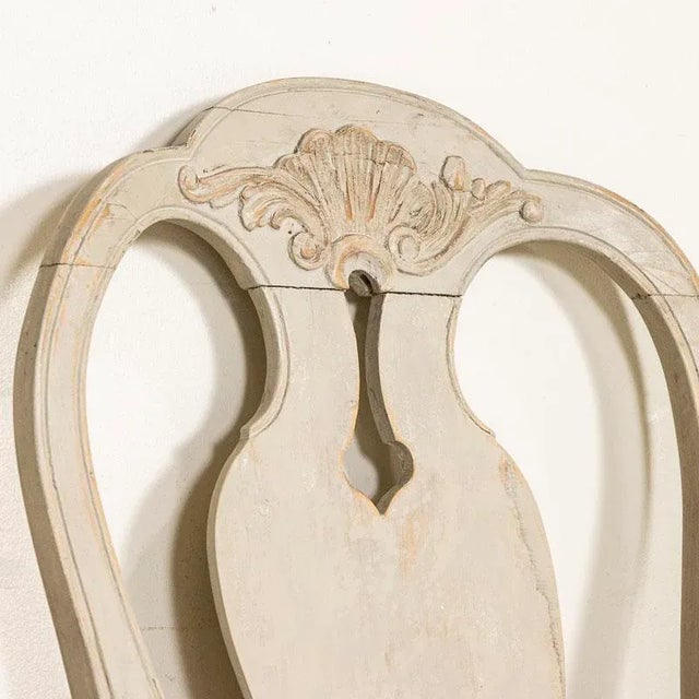 Late 19th Century Antique Pair of Gray Painted Swedish Arm Chairs For Sale - Image 6 of 12