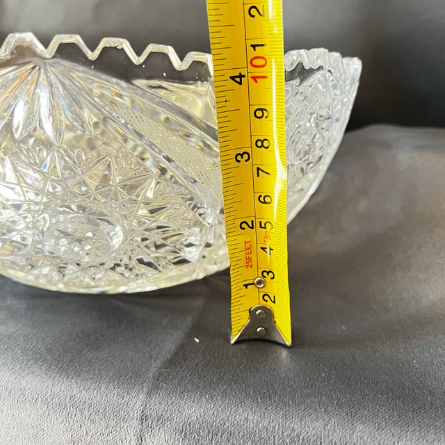 Early 20th Century Antique American Brilliant Cut Crystal Bowl Hobstar Starburst 9” For Sale - Image 5 of 12