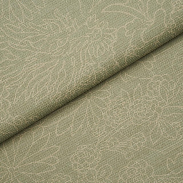 Schumacher Sample - Schumacher Chiang Mai Dragon Silhouette Raffia Wallcovering In Sage For Sale - Image 4 of 5