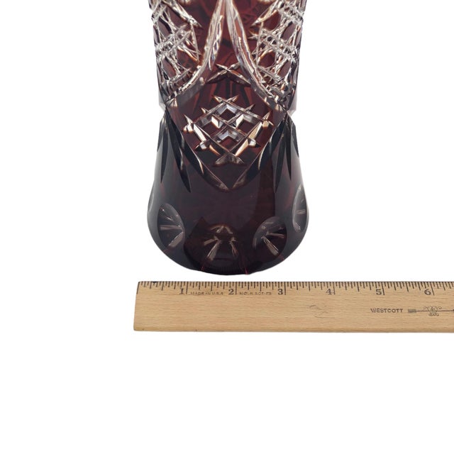 Crystal Vase Large Cut Vintage For Sale - Image 11 of 11