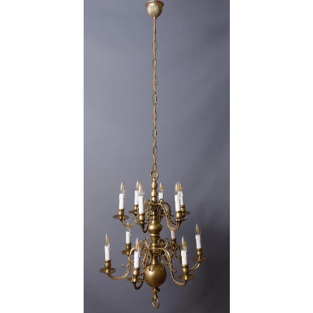 Antique Chandelier in Brass, 1700s For Sale - Image 3 of 7