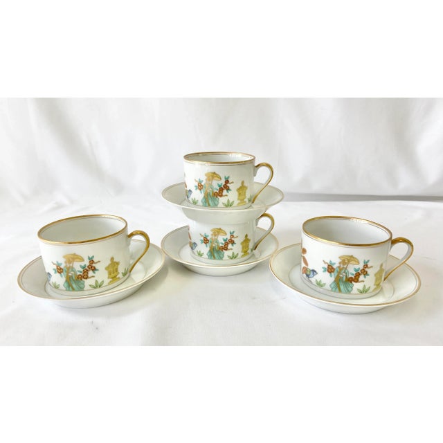 Fitz and Floyd ‘Promenade’ Tea Cups and Saucers Set of 4 Chairish