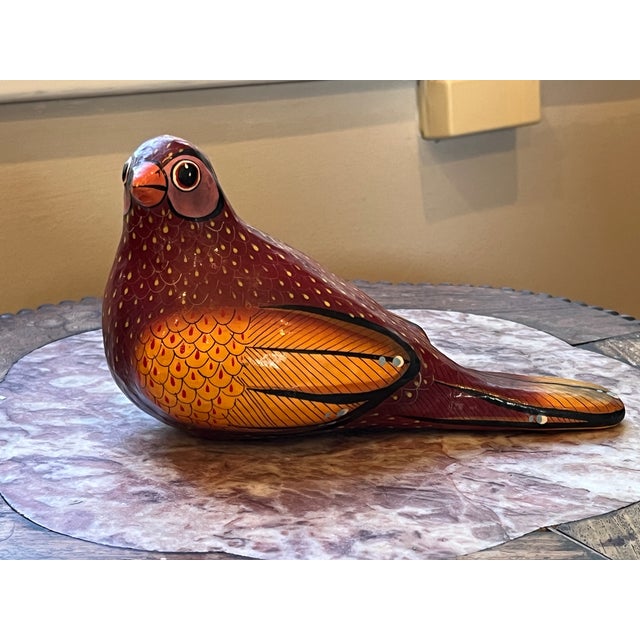 Late 20th Century Late 20th Century Jorge Wilmot Tonala Mexico Signed Paper Mache Bird Sculpture 7" - Pristine Art For Sale - Image 5 of 8