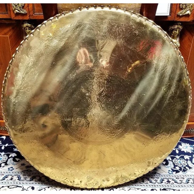 Brass 19th Century Syrian Damascene Large Charger For Sale - Image 8 of 13