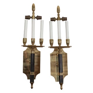 Large Mid-Century Italian Brass Wall Lights, Set of 2 For Sale