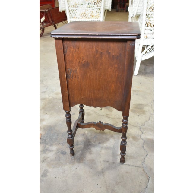 1920s Antique 1920s Copper-Lined Smoking Cabinet Side Table W/ Turned Legs For Sale - Image 5 of 8