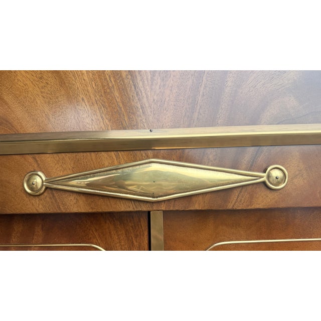 Vintage Mastercraft Brass-Mounted Walnut Media Armoire / Bar Cabinet For Sale - Image 11 of 13