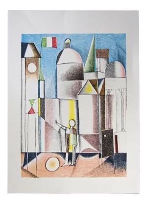 Franco Gentilini, Italian City, Original Offset, 1970s