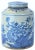 This is a beautiful Blue and White Porcelain large Cylinder Tea Jar. It is decorated with beautiful mums and field birds....