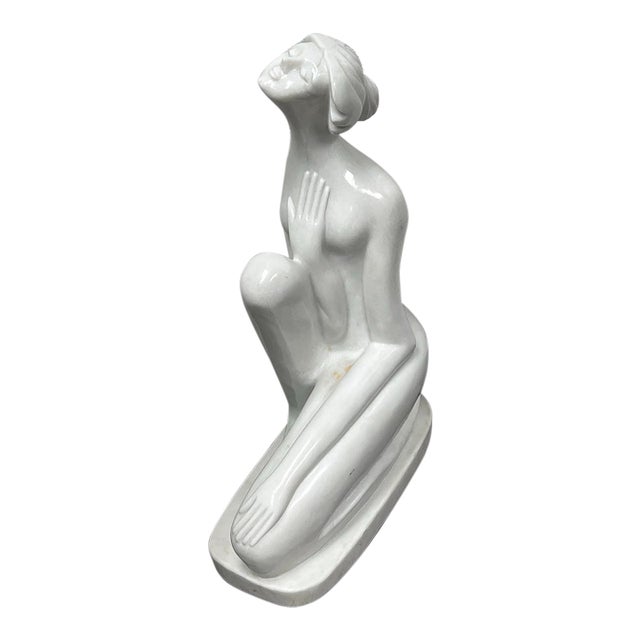 Art Deco Kneeling Woman Marble Sculpture For Sale