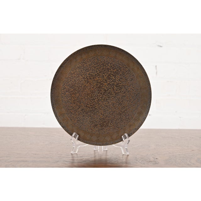 Tiffany Studios New York Bronze Footed Charger Plate or Tray With Greek Key Design For Sale - Image 11 of 11