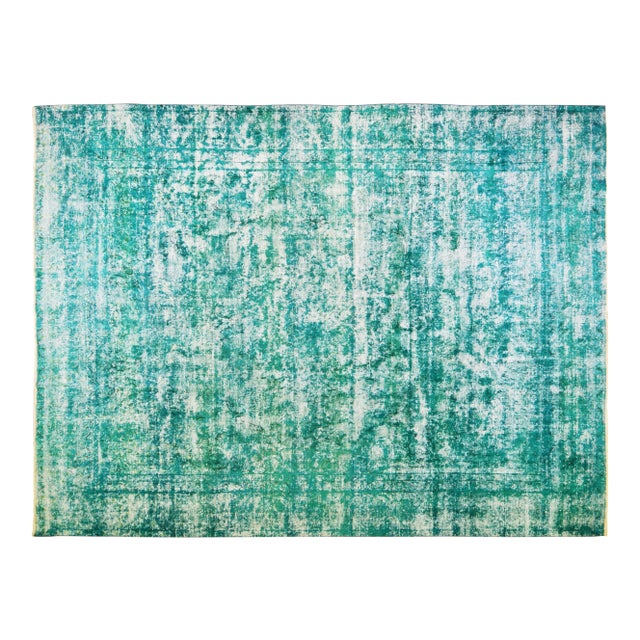 Vintage Fine Hand Knotted Organic Wool Overdyed Rug,9'X12'2" For Sale