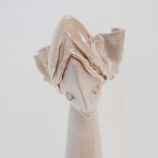 Sculpture Female Face Flower Vase in Ceramic For Sale - Image 13 of 18