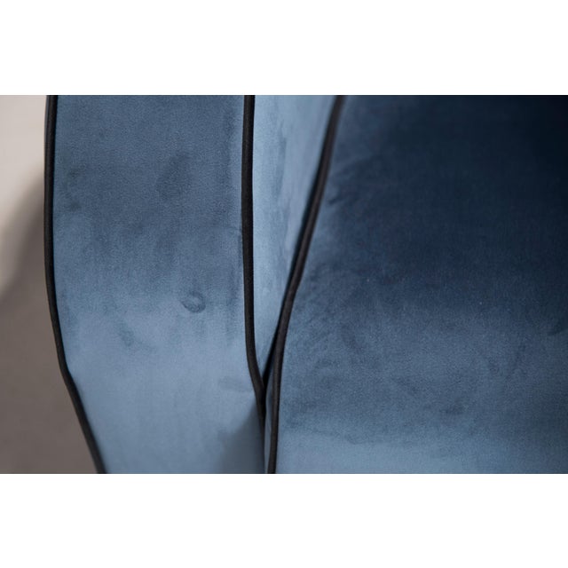 Set of Art Deco Blue Velvet Armchairs, 1940s For Sale - Image 11 of 18
