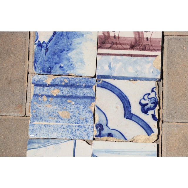 Antique 18th Century Portuguese Baroque Tiles With Decorative Borders & Landscape Elements, Set of 8 For Sale - Image 4 of 8