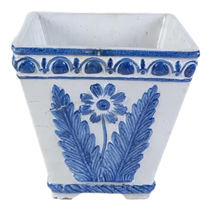 1980s Large Portuguese Blue & White Pottery Jardinière