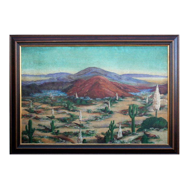Mid Century Southwest Desert Landscape in Oil on Canvas by C. Gallagher For Sale