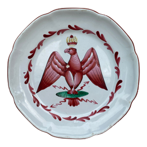 19th French Faience Inperial Crowned Eagle Plate