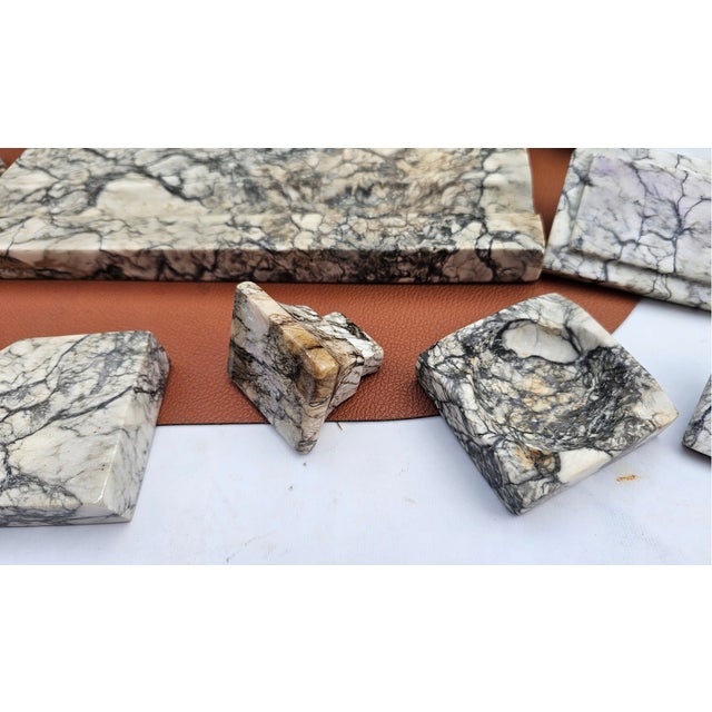 Art Deco Marble Inkwell and Blotter, 1920s, Set of 8 For Sale - Image 12 of 15