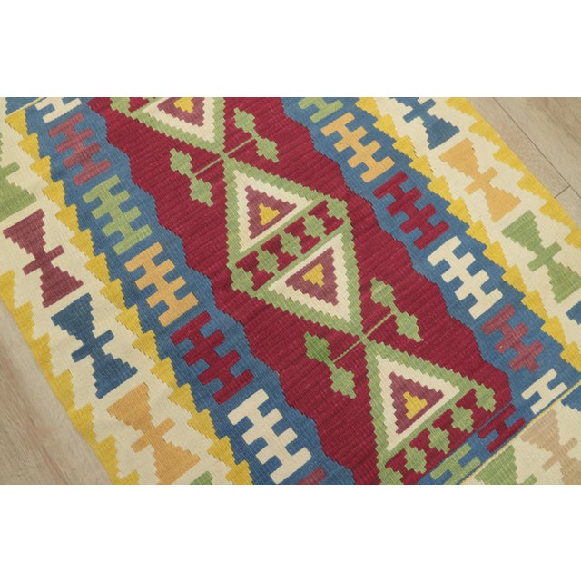 1970s Scandinavian Geometric Yellow Cappadocia Kilim Rug For Sale - Image 12 of 13