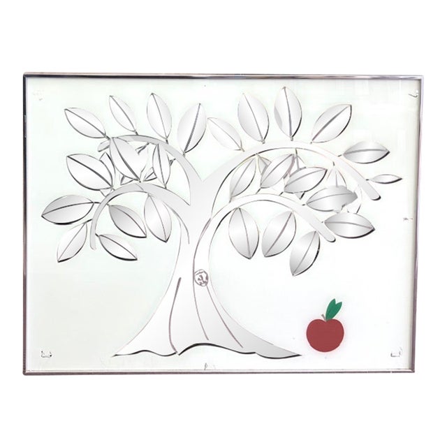 Original Mid Century Greg Copeland Tree of Life Mirror With Apple - Signed and Dated For Sale