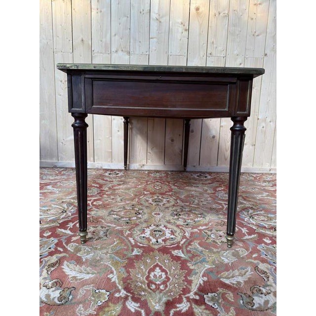 Louis Xvi Style Desk in Mahogany and Brass Trim For Sale - Image 4 of 7
