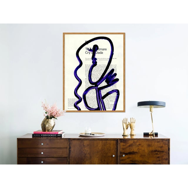 Contemporary Purple Face 3 by Virginia Chamlee in Gold Frame, Medium Art Print For Sale - Image 3 of 4