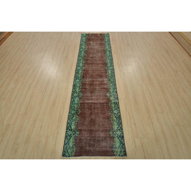 Farmhouse Kerman Runner 2’6” X 9’9” Red Wool Vintage Distressed Hand-Knotted Rug For Sale - Image 3 of 12