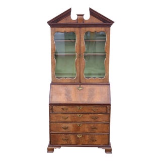 Large Antique Georgian Walnut Bureau Bookcase, 18th Century For Sale