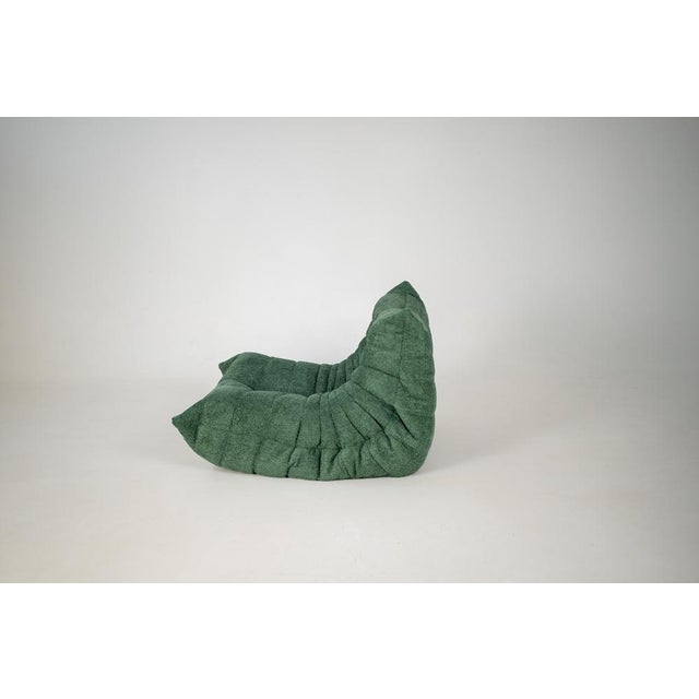 Set of Togo Lounge Chair and Pouf in Emerald Boucle Fabric by Michel Ducaroy for Ligne Roset, 1973 For Sale - Image 10 of 16