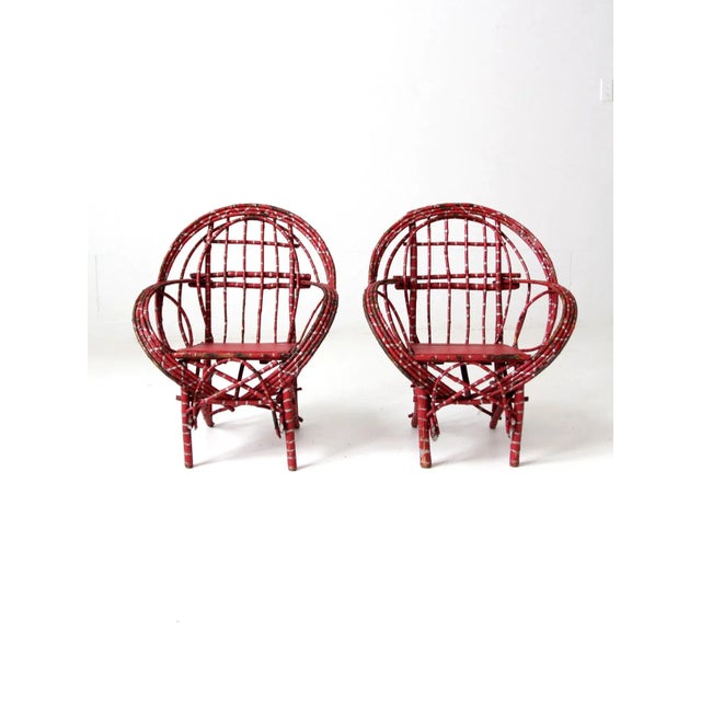 Antique Adirondack Children's Twig Chairs Pair For Sale - Image 13 of 13