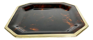 Brass and Faux Tortoiseshell Effect Tray, France, 1970s