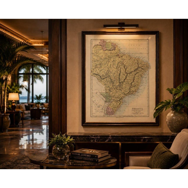 Black Antique Brazil Map, 1884 For Sale - Image 8 of 9