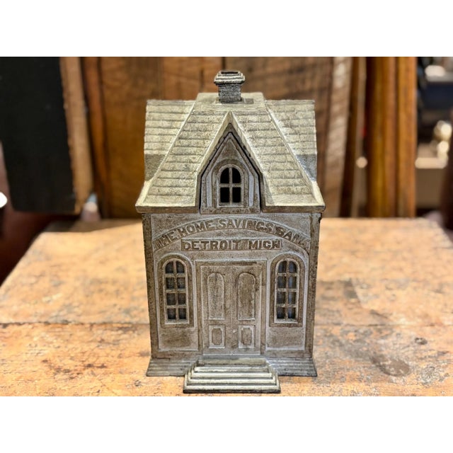 Antique Cast Iron Home Savings Bank With Original Coin Boxes and Lock For Sale - Image 4 of 10