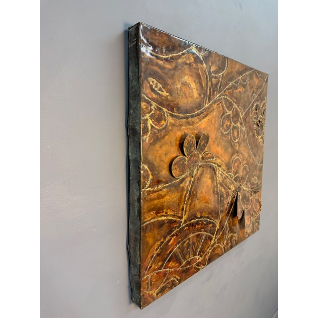 A striking hand-worked copper wall panel by French brutalist artist Vincent Payez, signed and dated 1967. The composition...